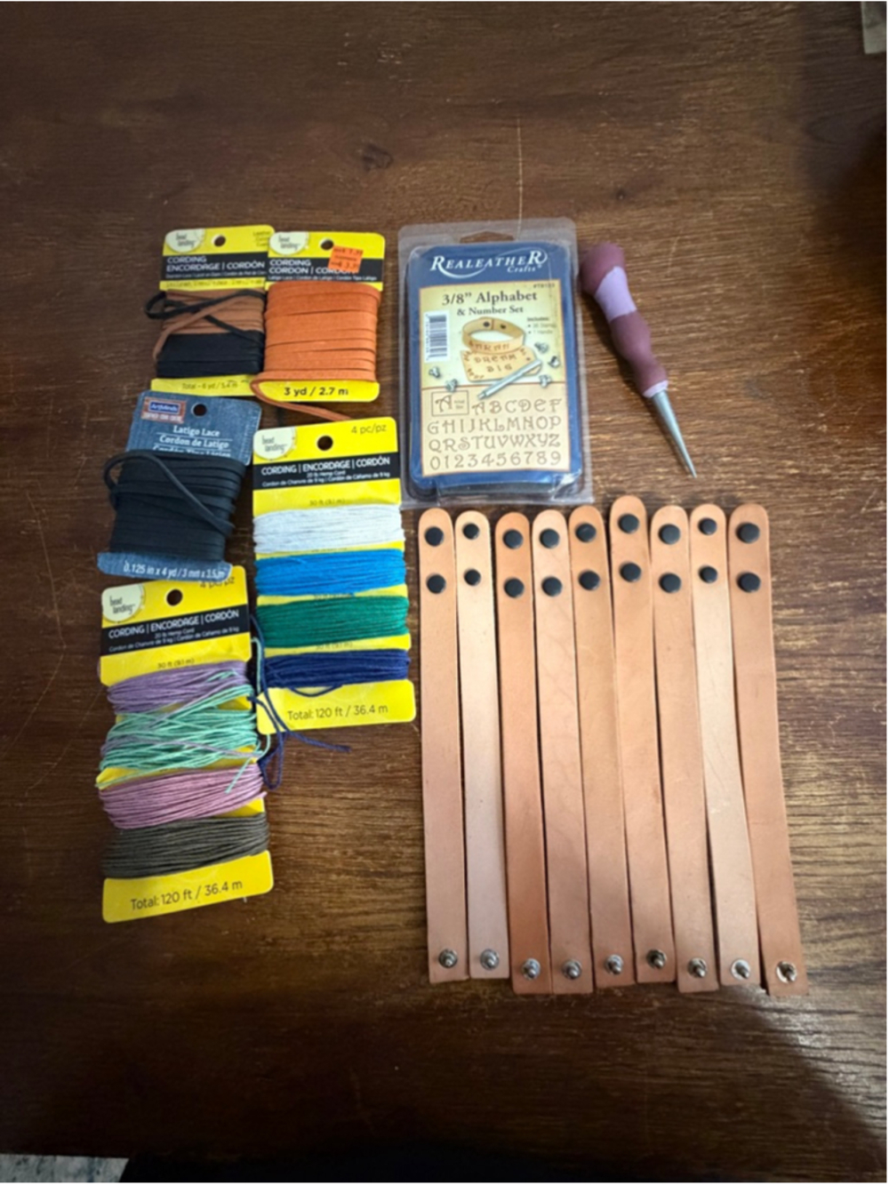 NEW Leather Craft Lot Realeather Alphabet Stamp Set Bracelet Blanks Lace Cord To